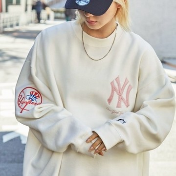 MLB 美國職棒大聯盟 刺繡 寬鬆大學T 長袖 上衣 68820316