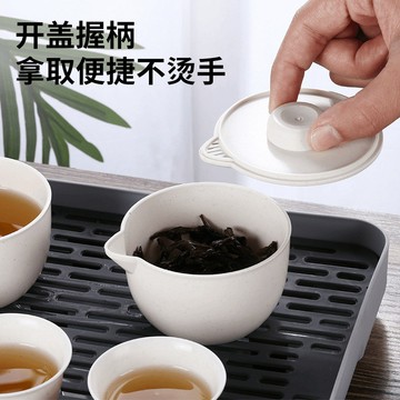 功夫茶套裝 茶具套裝 泡茶專用加厚防燙環保家用戶外露營便攜功夫茶杯子一次性稻殻旅行茶具套裝 旅行茶具組 露營杯子 泡茶具