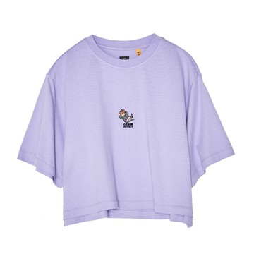 5th STREET｜山形｜女裝｜寬版動物窺腳繡花短袖T恤｜紫色
