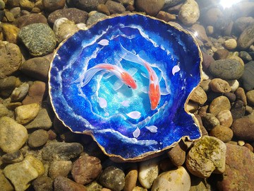 純手繪星空魚3D樹脂畫 萬頃星河都是我贈予你的見面禮 永生魚