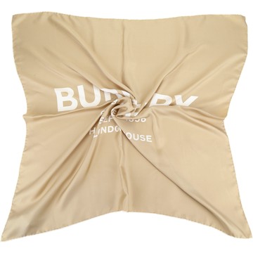 BURBERRY 巴寶莉 展示品 淺駝色印花Horseferry絲質圍巾(污痕、勾紗)