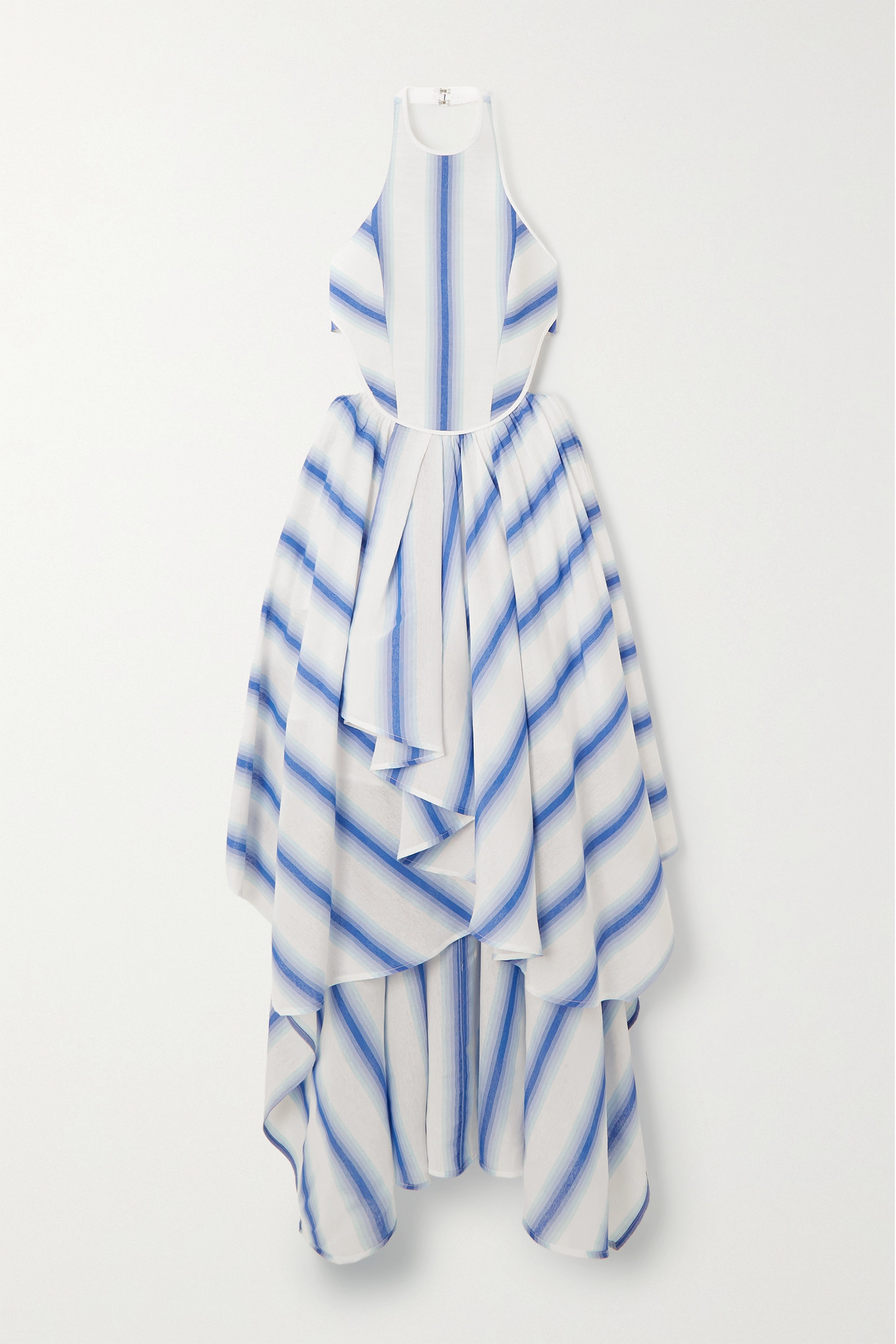 Rosie Assoulin - Asymmetric Cutout Striped Voile Dress - Blue - US0