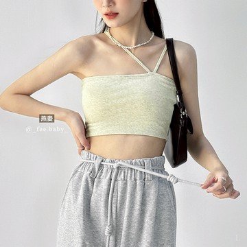 【Fee現貨15色】造型肩帶短版美胸小背心bra top🔥細肩帶背心 女背心 短版上衣 胸墊 交叉肩帶 韓系 小可愛