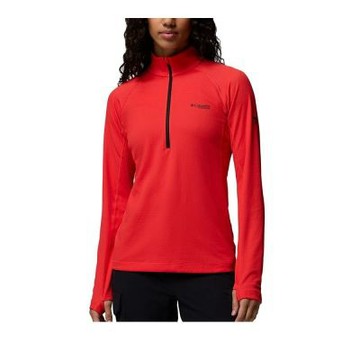 【Columbia 哥倫比亞】女款-防曬UPF50快排半開襟長袖上衣-DriVenture Half Zip-鮮紅色(UAR92020ST/KS)