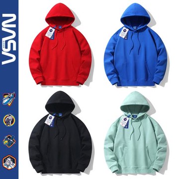 NASA聯名oversize連帽衛衣男女秋冬季純色美式潮牌寬松加絨厚外套