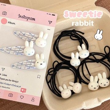 🐰台灣出貨🐰可愛小兔髮夾髮繩 小兔子髮繩 小兔子 少女 頭飾 可愛 橡皮筋 綁頭髮 綁頭髮髮圈 Ins小兔子