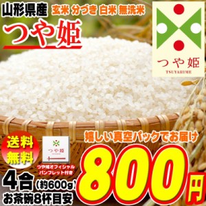 新米 米 お米 ポイント消化 つや姫 600g (4合) 玄米 令和5年度産 山形県産 送料無料 メール便 ゆうパケ