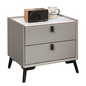 文創集 溫斯1.7尺皮革岩板二抽床頭櫃-50x40x48cm免組