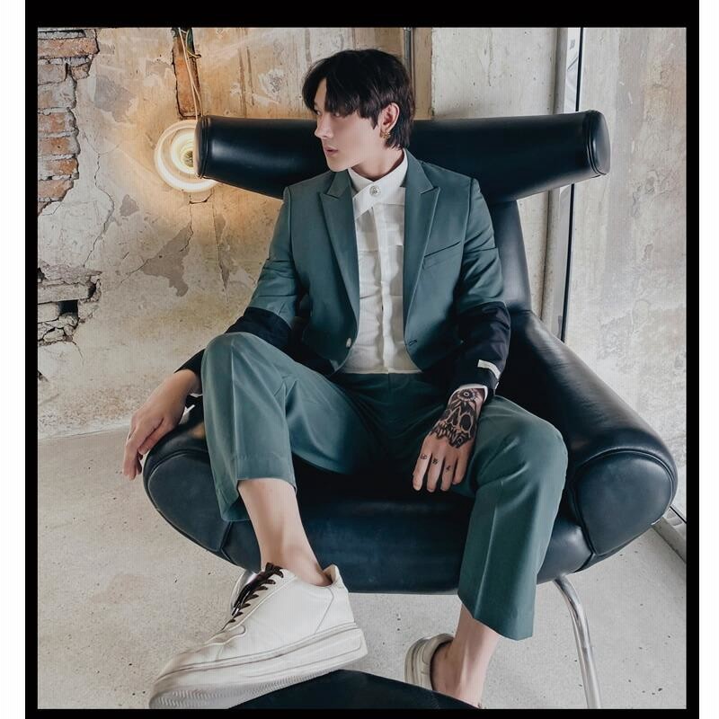 セットアップ メンズ 長袖 カジュアルスーツ 切り替え 上下セット