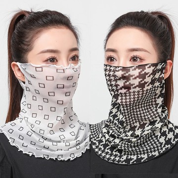 防曬冰袖  夏 防曬面罩 新款女套夏季防曬薄款小絲巾變麵紗百搭出行護頸脖防塵脖套罩【無界戶外運動】