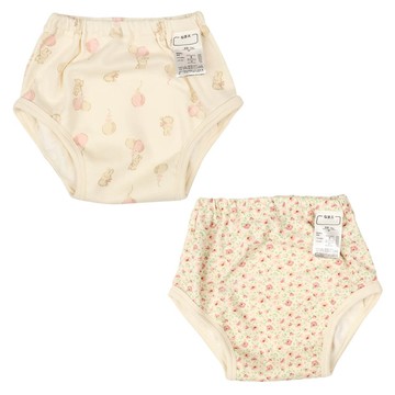 akachan honpo - 3層學習褲2件組-兔子小花-粉紅色