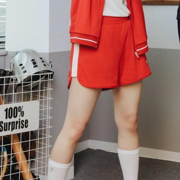FILA 女排汗快乾織帶短褲-紅色 5SHA-1321-RD