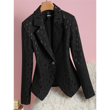 黑色提花小西裝女外套秋裝新款收腰西服短款個性氣質上衣高級西裝