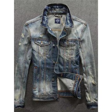 復古懷舊破洞牛仔外套男韓版修身潮流帥氣夾克男士春秋季新款上衣