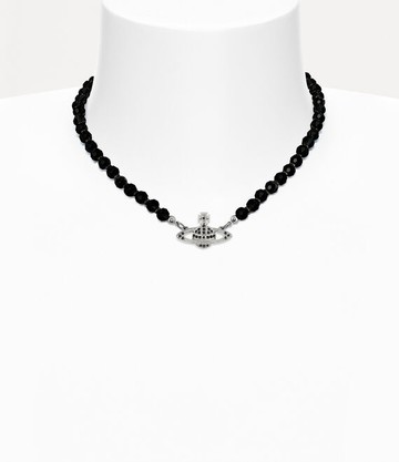 Vivienne Westwood Messaline Choker Silver Black Agate Gemstone Women