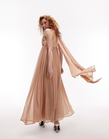Topshop goddess gown occasion maxi dress in blush-Pink