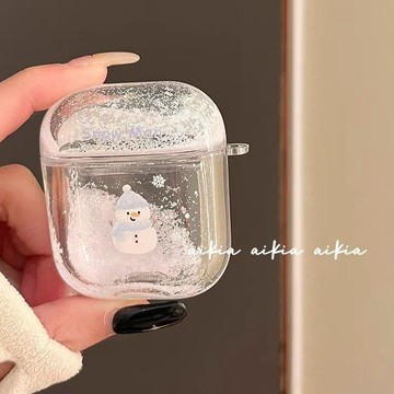 3C好物 📱 流沙秋冬卡通雪人適用AirPods 4保護套AirPodsPro蘋果耳機套1/2代