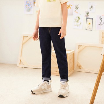 GIORDANO  童裝鬆緊褲頭牛仔褲 - 79 深原藍