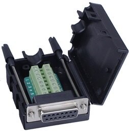 DB15P母 兩排免焊RS232卡扣式螺桿或螺母接頭模組 / 15針 轉綠色端子台(含稅【佑齊企業 iCmore】