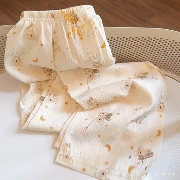 臺灣🙌8H出🔥夏季可愛新款卡通雲朵慵懶休閒長褲春秋睡褲寬鬆家居闊腿可外遛彎