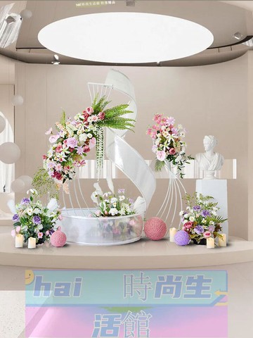 免運 可開發票 粉色仿真假花造景地排花掛花裝飾婚慶道具新款訂婚禮花藝場景布置