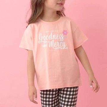 日本 Lycee mine - 100%棉 柔軟印花T恤-粉橘