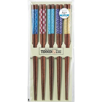 【無國界雜貨舖】日本製 Ag+ 銀離子 筷子 671941 抗菌加工 5入筷組 天然木筷 止滑筷 竹筷 日本筷子