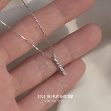 925純銀幾何長條項鏈設計感小眾女鎖骨鏈輕奢精致2025年新款頸鏈