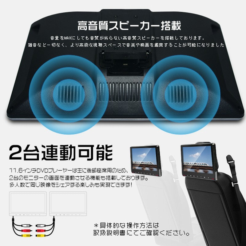 車載用モニター DVDプレイヤー 11.6インチ 大画面 後部座席 高