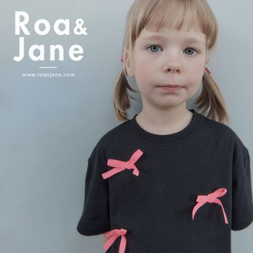 韓國專櫃 RoanJane 黑色口袋蝴蝶結長版T恤