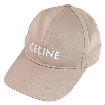 CELINE 電繡LOGO棉質遮陽帽/棒球帽(淺褐)