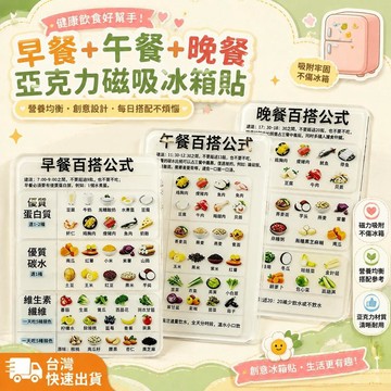 爆款免運🔥優選🔥【早餐+午餐+晚餐】亞克力磁吸冰箱貼健康營養均衡飲食創意冰箱貼