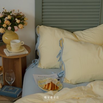 送禮首選🎁 ｜韓系蝴蝶結絲帶系列水洗棉【奶油薄荷蛋糕】床單床包組｜生日禮物 情人節禮物