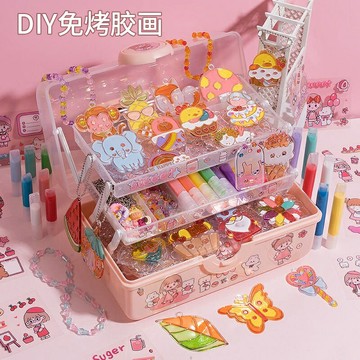 免烤膠畫 免烤膠畵手工diy塗鴉畵畵倫女堡水晶萌輪寶畵6聖誕禮物 GXAQ