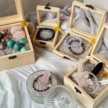 🔮 下單送金元寶 消磁盒 水晶消磁盒 水晶木盒  水晶收納盒 首飾盒 四款尺寸可選 收藏＆擺飾皆宜 收納盒 木盒
