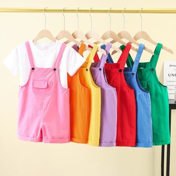 六一兒童表演服裝幼兒園糖果色背帶褲啦啦隊演出服畢業季拍照班服