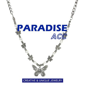 PARADISE 珍珠蝴蝶 項鍊 冷淡風 輕奢