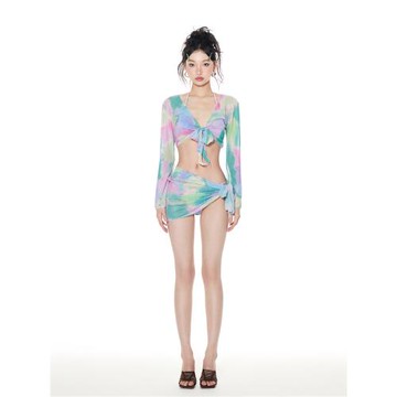 蘇拉娜公主分體泳衣女比基尼四件套性感海邊顯瘦防曬度假溫泉泳裝