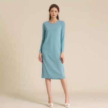 Maison Margiela 馬吉拉 MM1湖藍色虛實設計款連衣裙長裙 IT42