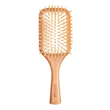 KARUI 卡洛伊 朝露森林 禾木氣墊按摩隨行梳 木針加強版 天然木柄 甜奶油色設計  1支