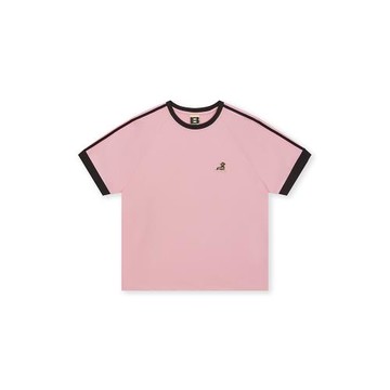 BONELESS小狗刺繡標撞色插肩短袖T恤寬松涼感速干百搭趣味情侶裝