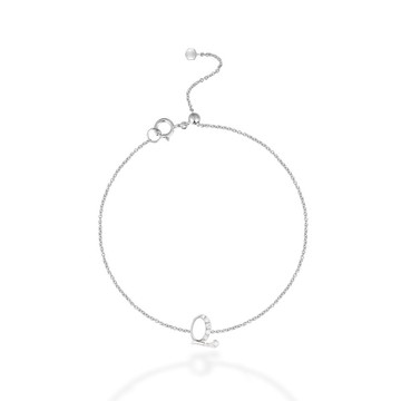 【mori】Q 字母鑽石手鍊 【14k白金】