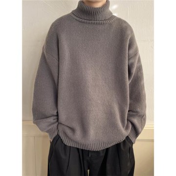 高領毛衣男士秋冬季2023新款純色針織衫潮牌情侶保暖復古毛線衣潮