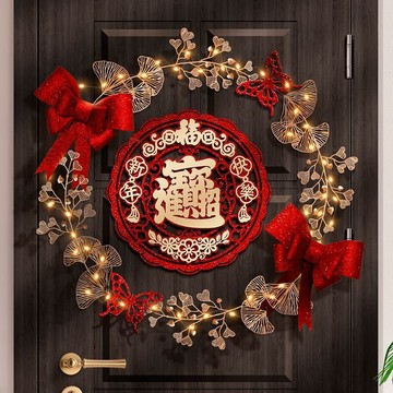 可開統編🧧2026新款 春節壁貼🏮馬年裝飾 過年佈置 墻掛 壁掛 福字過年春節家用入戶門貼 花環金蔥掛件 創意新年裝飾