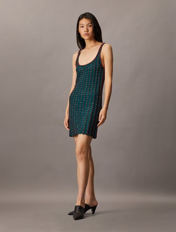 Calvin Klein 鉤織珠飾背心式迷你洋裝