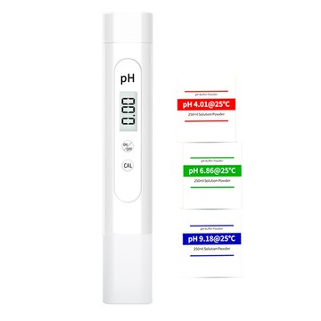 ph計 PH值酸鹼度檢測儀器 魚缸水質檢測儀 便攜式ph測試筆 量程0.00~14.00PH 帶3包緩衝溶液粉末+1個3