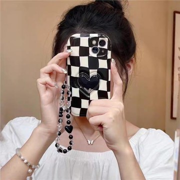 復古格子高級適用iphone15蘋果14promax手機殼iphone13硅膠12保護套氣囊11加厚新款14plus全包防摔棋盤格愛心