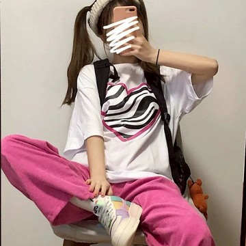 vintage白色短袖t恤女夏季寬松ins潮oversize設計感小眾上衣