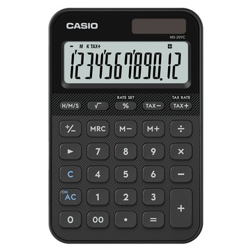 CASIO 卡西歐 12位數計算機 MS-20YC-BK  黑色  1個