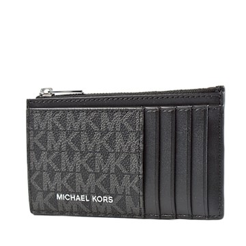 MICHAEL KORS 男款 緹花LOGO防刮證件/拉鍊零錢包-黑色